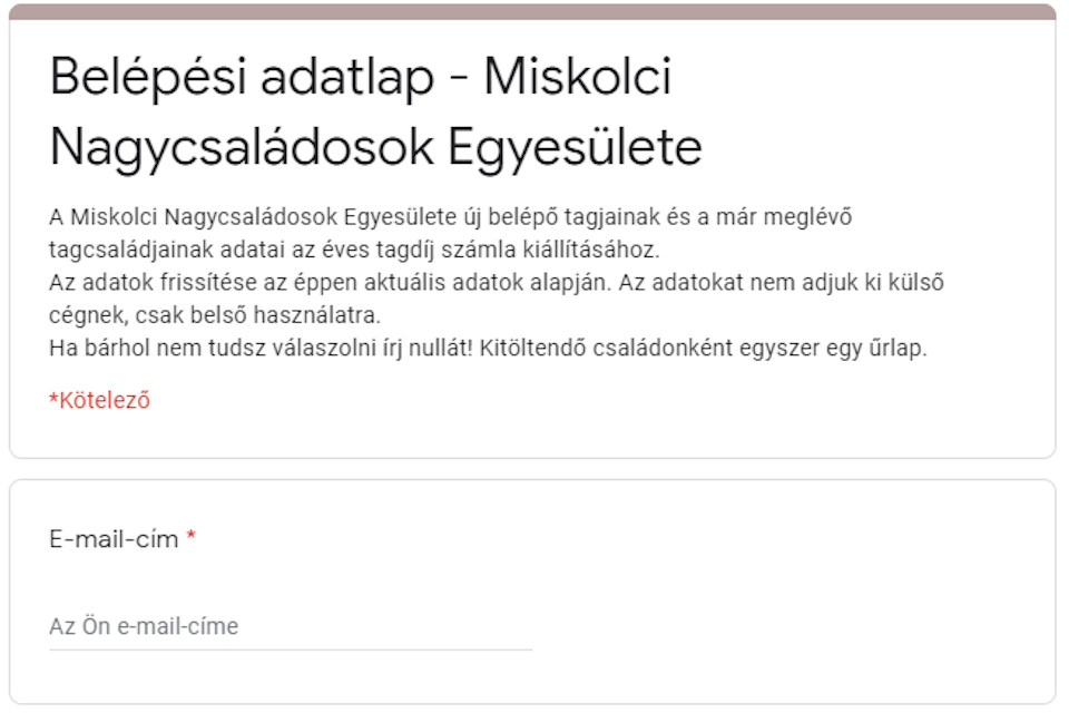 Belépés az Egyesületbe